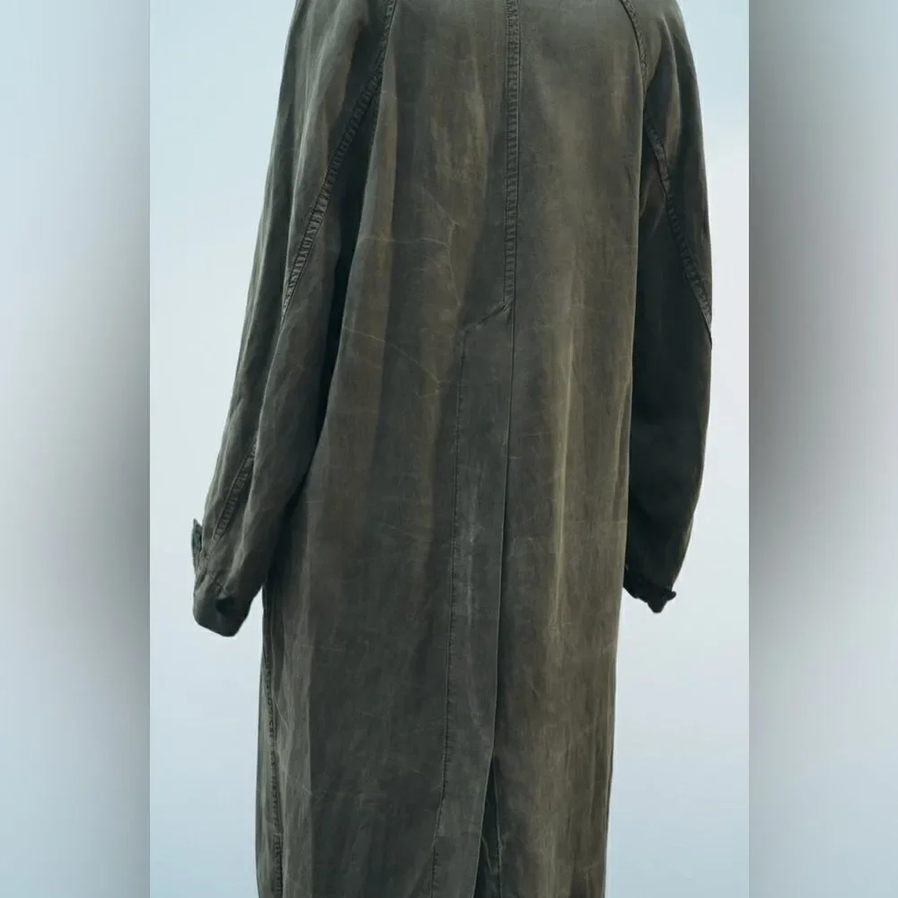 ZARA ZW COLLECTION WASHED LYOCELL TRENCH - Picture 9 of 16